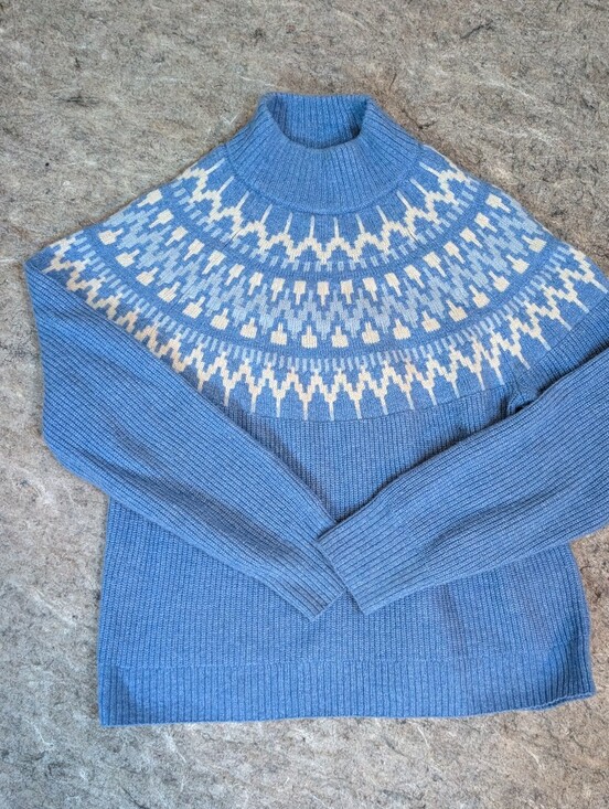 J. Crew Sweaters - J. Crew Light Blue & Cream Fair Isle Wool Blend Turtleneck Sweater Size Small